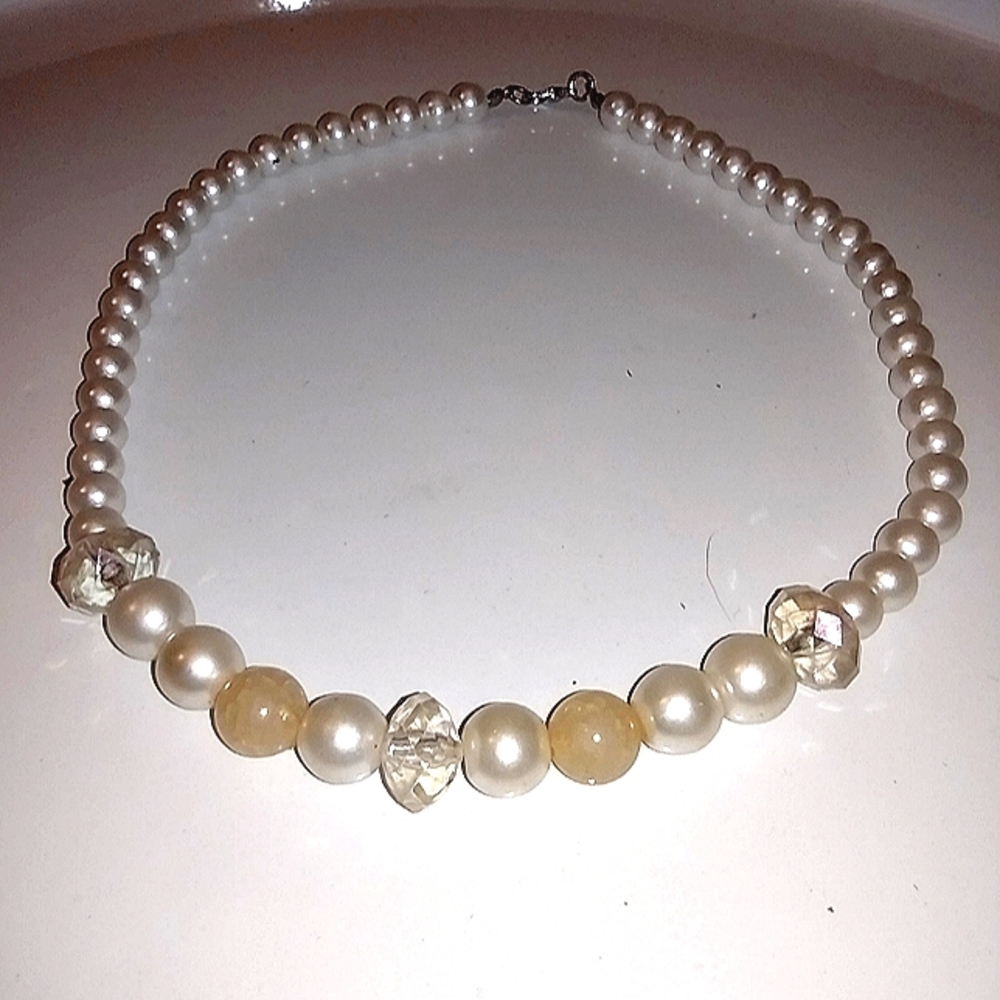 Women's Faux Pearl & Crystal Beaded Necklace